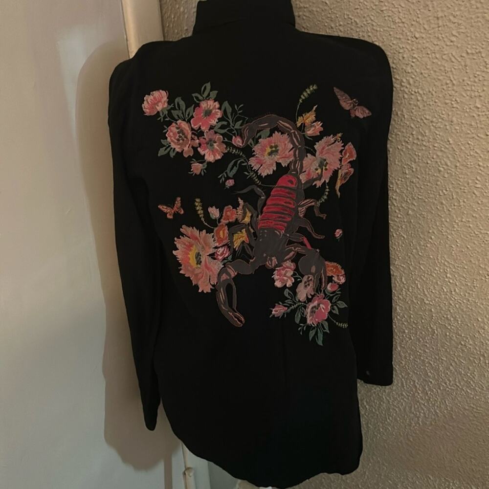 Topshop Embroidered Floral Scorpion Long Sleeve Top Black 6 Dopamine Festival